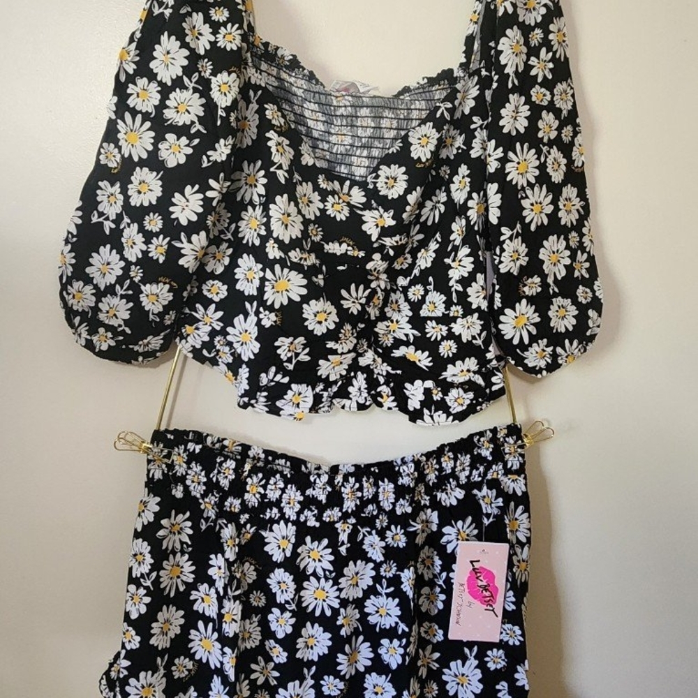 Floral Black and White Dress